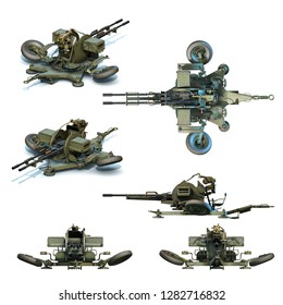 Soviet Anti-aircraft Twin Autocannon ZU-23-2. 3D-renders