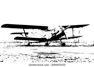 Soviet Plane At The Airport. Silhouette Of An Airplane