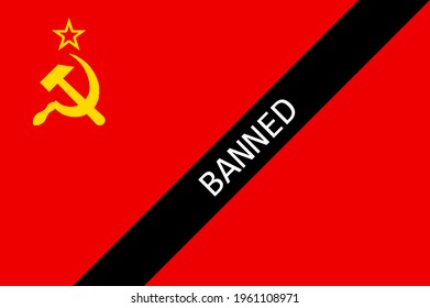 The Soviet Union Red Flag With A Black Strip And A Word 