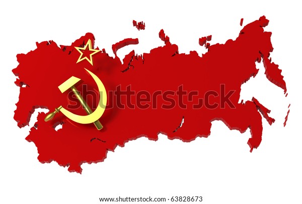 ソビエト連邦 ソビエト連邦 国旗の付いた地図 切り取り線付き 3dイラスト のイラスト素材