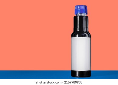 Soy Sauce Plastic Bottle, Product Display Mock-up With Copy Space, Empty Label, 3d Rendering