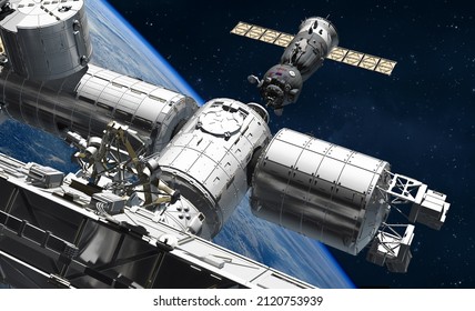 Soyuz Docking Iss In 3d Illustration And Rendering