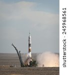 The Soyuz TMA-18 rocket launches from the Baikonur Cosmodrome in Kazakhstan. It carried an international crew of the Expedition 30 to the International Space Station on Apr. 2, 2010.
