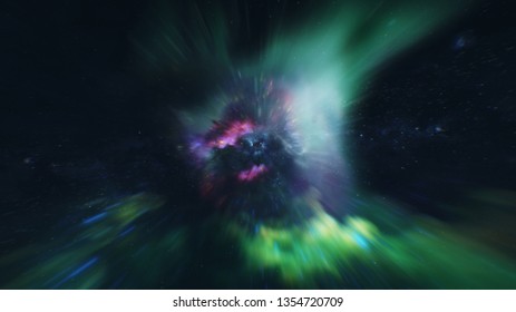 Space abstract background, nebuale clouds, hyperspeed travel