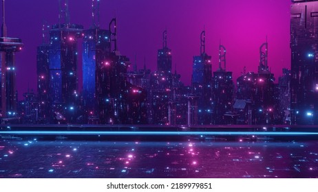 Space Age Concept Purple Dystopian Banner Background 3d Render