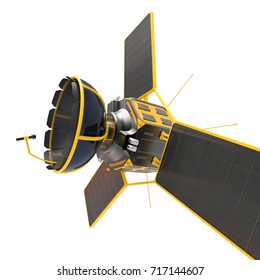 Space artificial orbiting satellite. 3D render isolated on white background