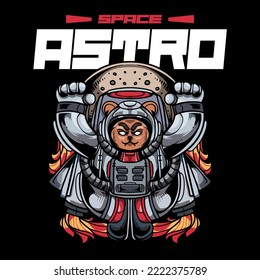 SPACE ASTRO  astronaut bear wearing space suit T  shirt design