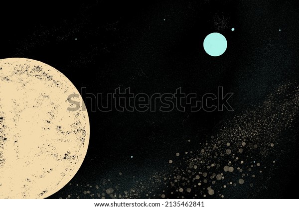 space\
background. flight to the moon. galaxy and\
stars