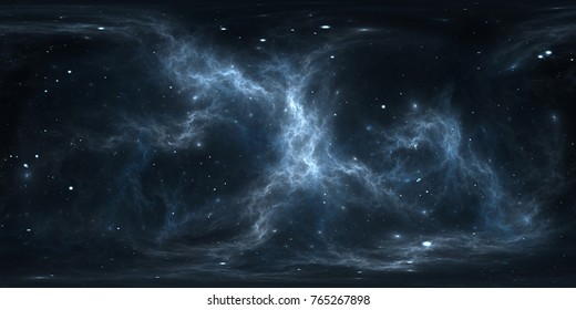 Space background with nebula and stars. Panorama, environment 360 HDRI map. Equirectangular projection, spherical panorama. 3d illustration