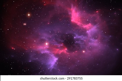 Space Background With Purple Nebula And Stars