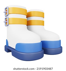 Space boots 3d rendering isometric icons.