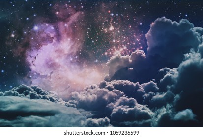 Space Clouds Background Vintage Color Wallpaper Fantastic Art