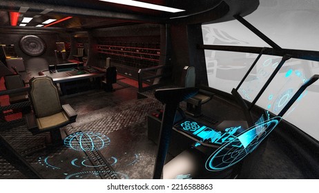 Space Cockpit In Window View, 3d Illustration