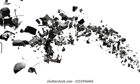 Space Debris In Earth Orbit, Dangerous Trash Isolated On White Background (3d Render)
