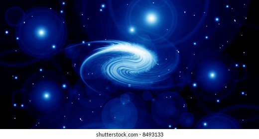 Space with distant galaxy