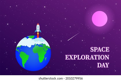 Space Exploration Day . On 20 July . Illustration Art As A Poster Banner .