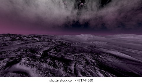 Space Exploration Landscape 3D Rendering