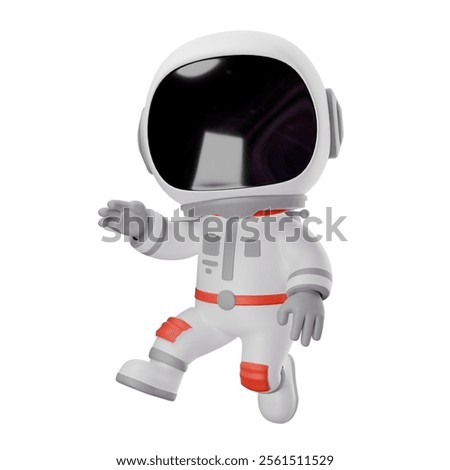 Space Explorer Chibi Astronaut 3D Model. A chibi astronaut runs with his right hand extended forward. Cartoon Illustration 3D Model Character 