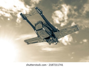 Space Fighter Is Floating, 3d Illustration