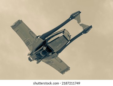 Space Fighter Is Floating Bottom View, 3d Illustration