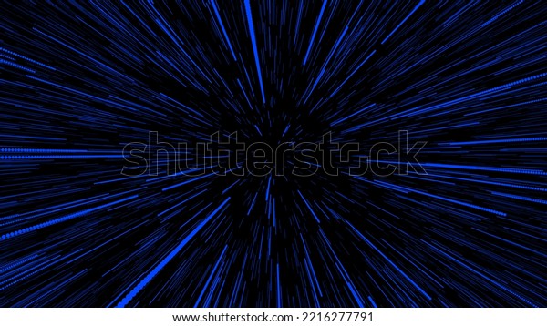 Space hyper-lapse\
or Space Jump or Hyperspace Jump stars. 3d rendering time travel,\
traveling through stars with the speed of light through a black\
hole in a space\
tunnel.