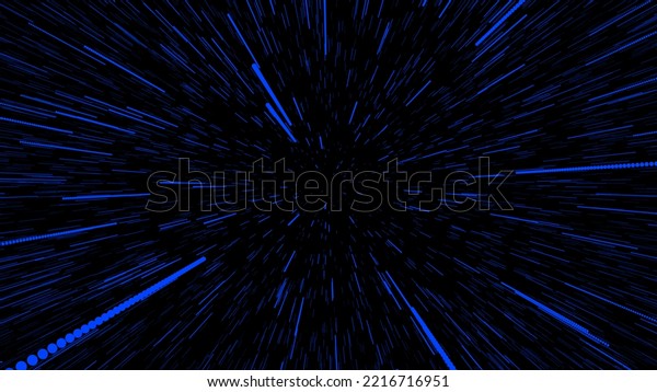 Space hyper-lapse\
or Space Jump or Hyperspace Jump stars. 3d rendering time travel,\
traveling through stars with the speed of light through a black\
hole in a space\
tunnel.