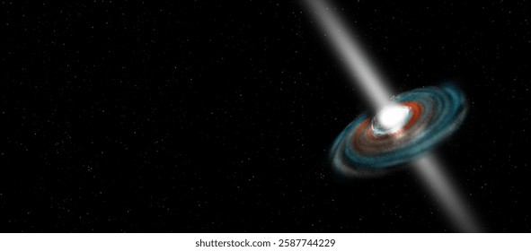 space illustration of imaginary deep space pulsar in dark deep universe