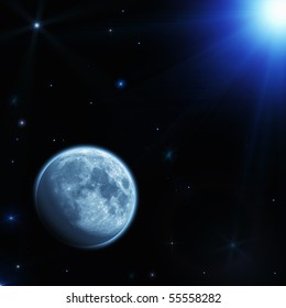 Space Landscape Planet Moon Stars Abstract Stock Illustration 55558282 ...