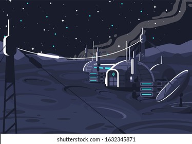 The Space Lunar Orbital Station, Inhabited Capsule Module On The Moon, Communication With The Earth, Space House On The Satellite