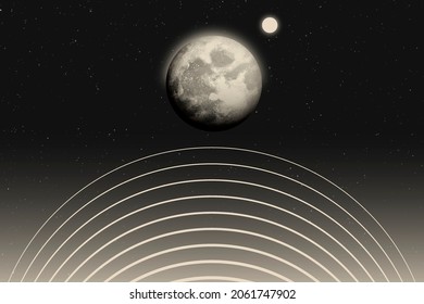 Space Moon Background, Aesthetic Beige Galaxy Illustration