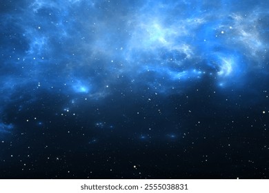 Space nebula. Giant interstellar cloud and stars scattered across the universe. Fractal art. 3D illustration