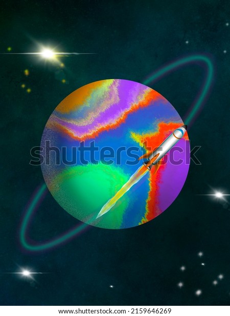Space with planets, stars and galaxies\
isolated image with black\
background.