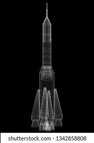 Space Rocket Architect Blueprint  3D Renderings