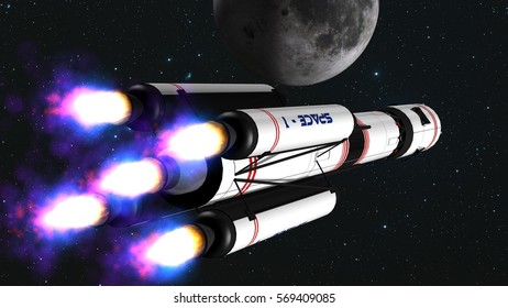 Space rocket - carrier rocket in space - 3d rendering