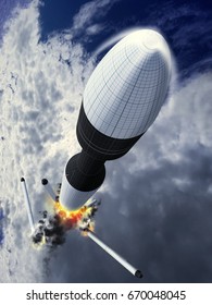space rocket launch to Mars - 3D rendering