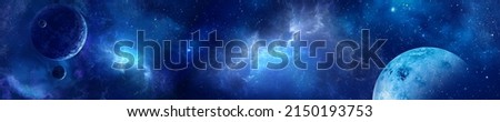 Space scene with planets, stars and galaxies. Panorama. Horizontal view for a glass panels (skinali). Template banner Stock photo © 