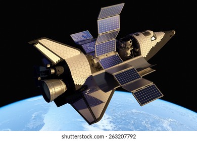 The space ship in outer space