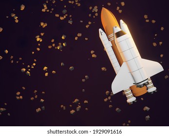 The Space Shuttle in a space background, spaceship - 3D render