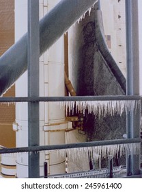 Space Shuttle Challenger Disaster. Icicles At The Launch In The Early Morning Hours On January 28, 1986. The Cold Caused A Ruptured O-ring In The Solid Rocket Booster.