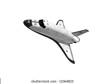 Space Shuttle Flying Left On White Background