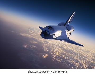Space Shuttle Landing. 3D Scene.