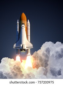 Space Shuttle Launch. 3D Illustration.