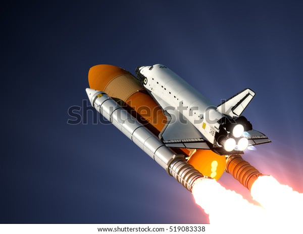 スペースシャトルの打ち上げ 3dイラスト のイラスト素材