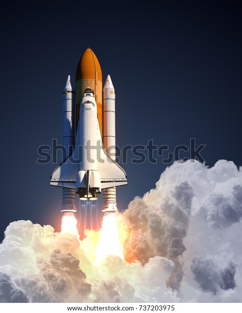 Space Shuttle Launch 3d Illustration Stock Illustration
