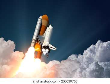 Space Shuttle Launch. 3D Scene.