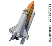 Space Shuttle on white background, spaceship 3D rendering