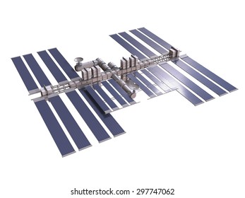 space station 3d rendering isolated on white  with clipping path 