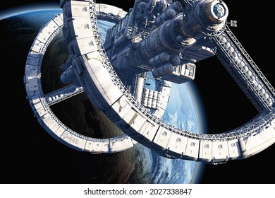 Space station in outer space 