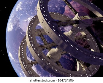 Space station in outer space..