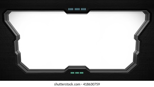 Space Station Window With White Background '3D Rendering'